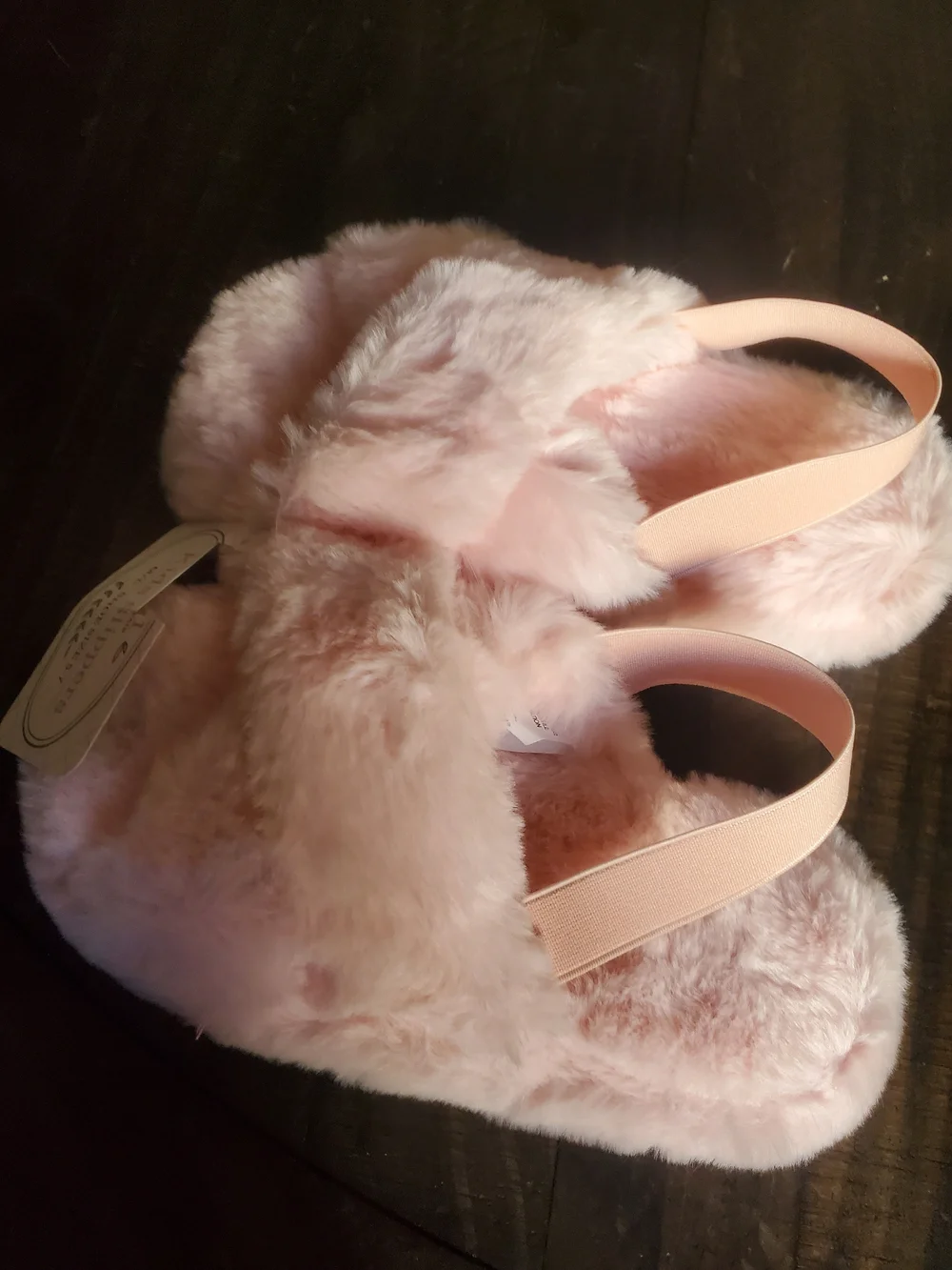 Kids Pink Fuzzy Slide Slippers